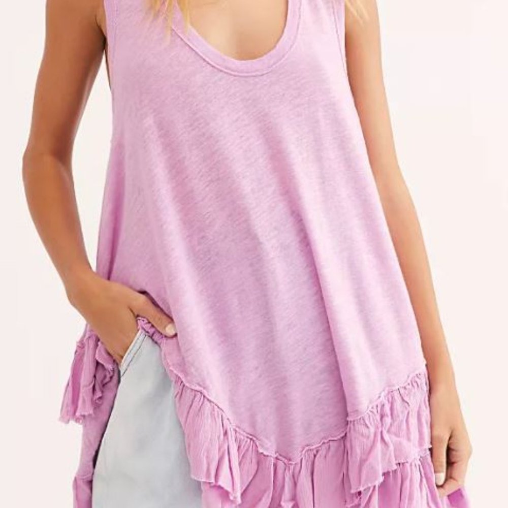 Free People Shimmy Shasta Tank, Pink, Size Small